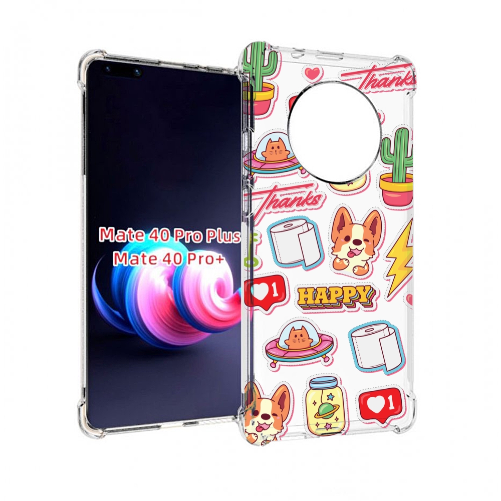 

Чехол MyPads милые-стикеры-корги для Huawei Mate 40 Pro+ Plus, Прозрачный, Tocco