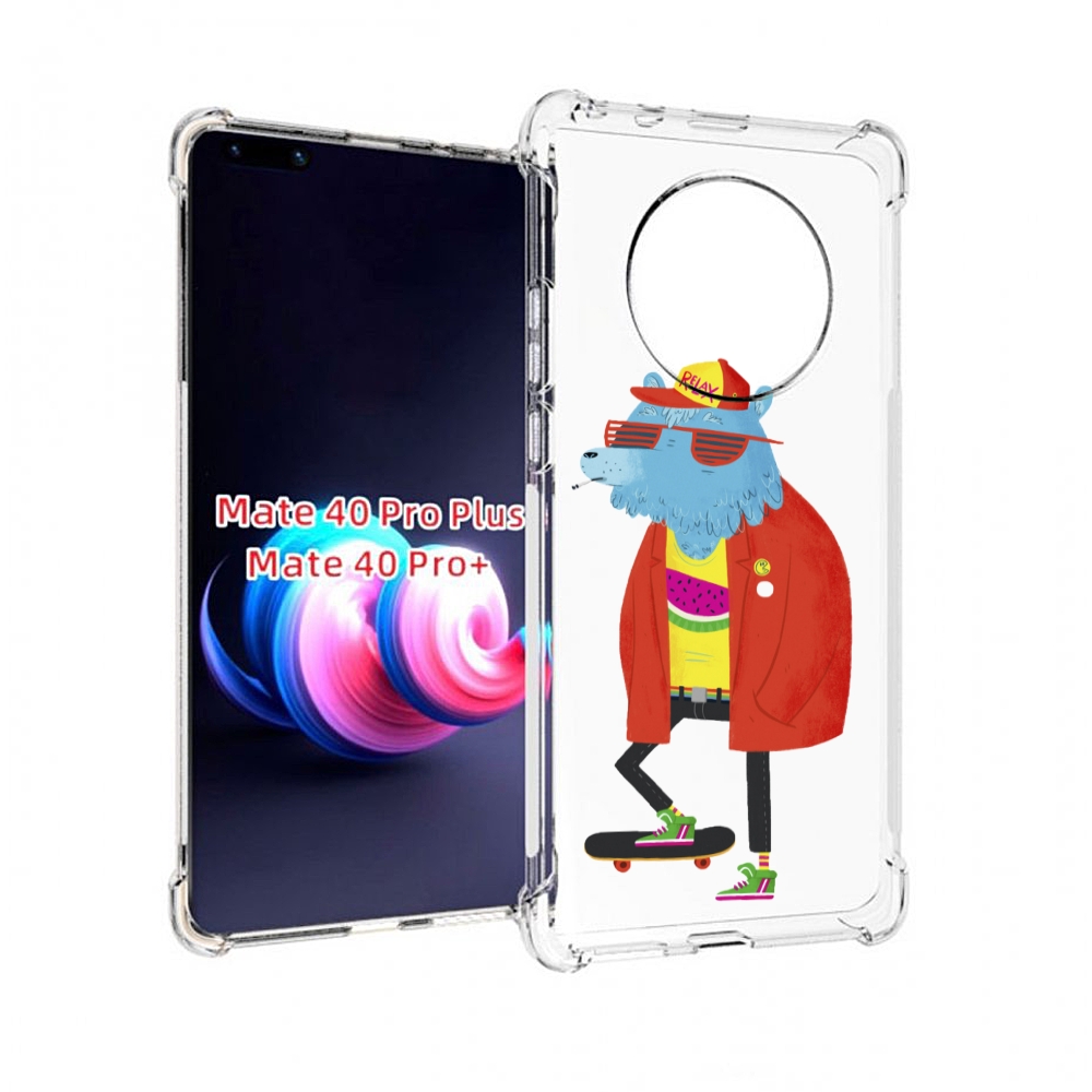 

Чехол MyPads медведь на скейте для Huawei Mate 40 Pro+ Plus, Прозрачный, Tocco