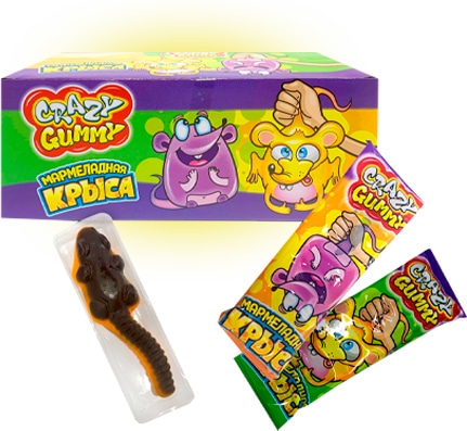 Мармелад Crazy Gummy Мармеладная Крыса 15 гр Упаковка 36 шт Турция