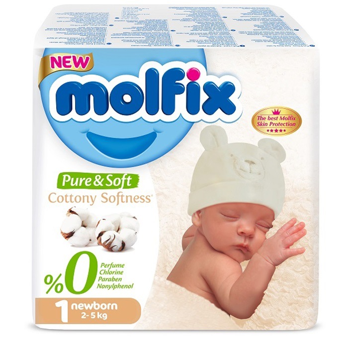 фото Подгузники детские molfix pure&soft №1 born для новорожденных 2-5 кг, 66 шт/уп