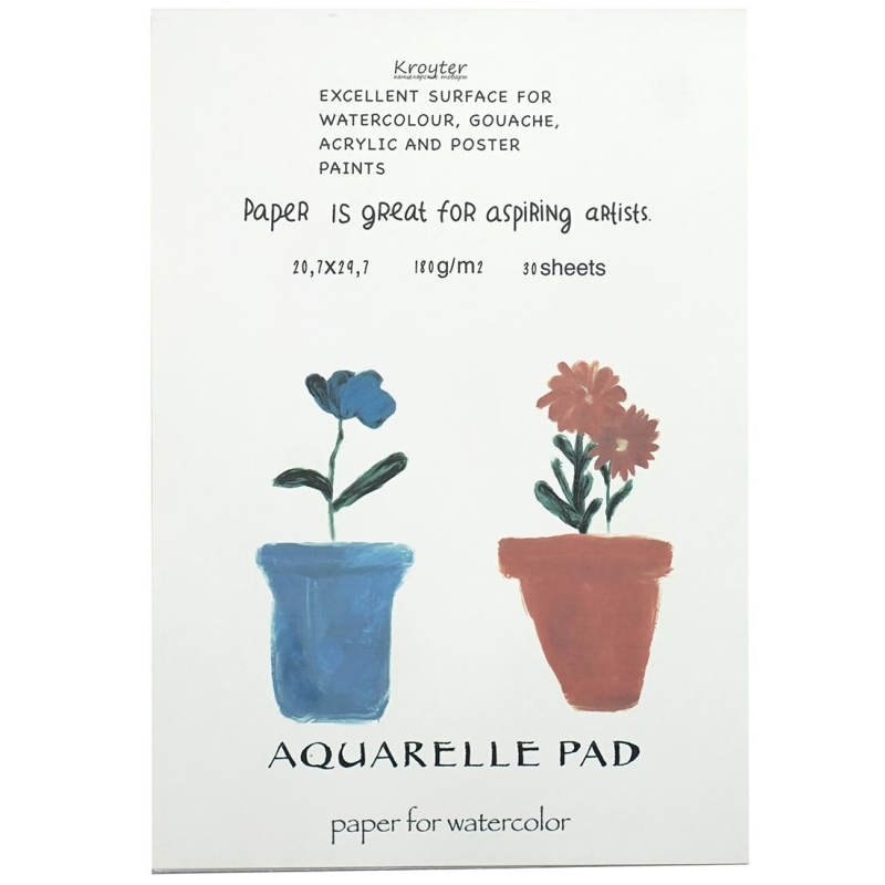 

Альбом для рисования акв.Kroyter 30л А4,склейка,бл.180г,тв.подл,Проф 64614, 64614