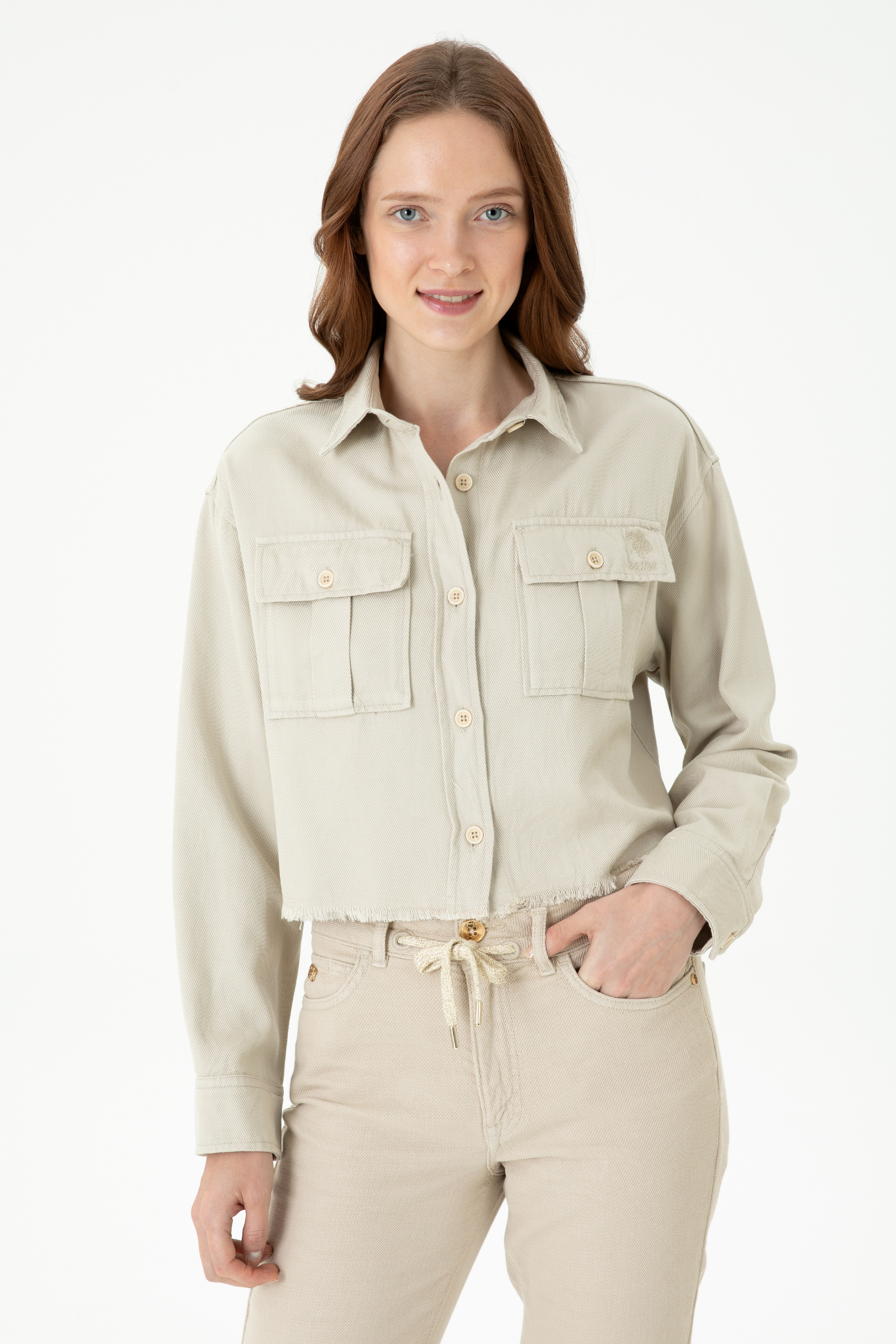 

Рубашка женская US Polo Assn G082SZ0040BIGALITA бежевая 40, Бежевый, G082SZ0040BIGALITA