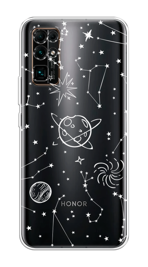 

Чехол на Honor 30 "Планеты в космосе", Белый, 612150-2