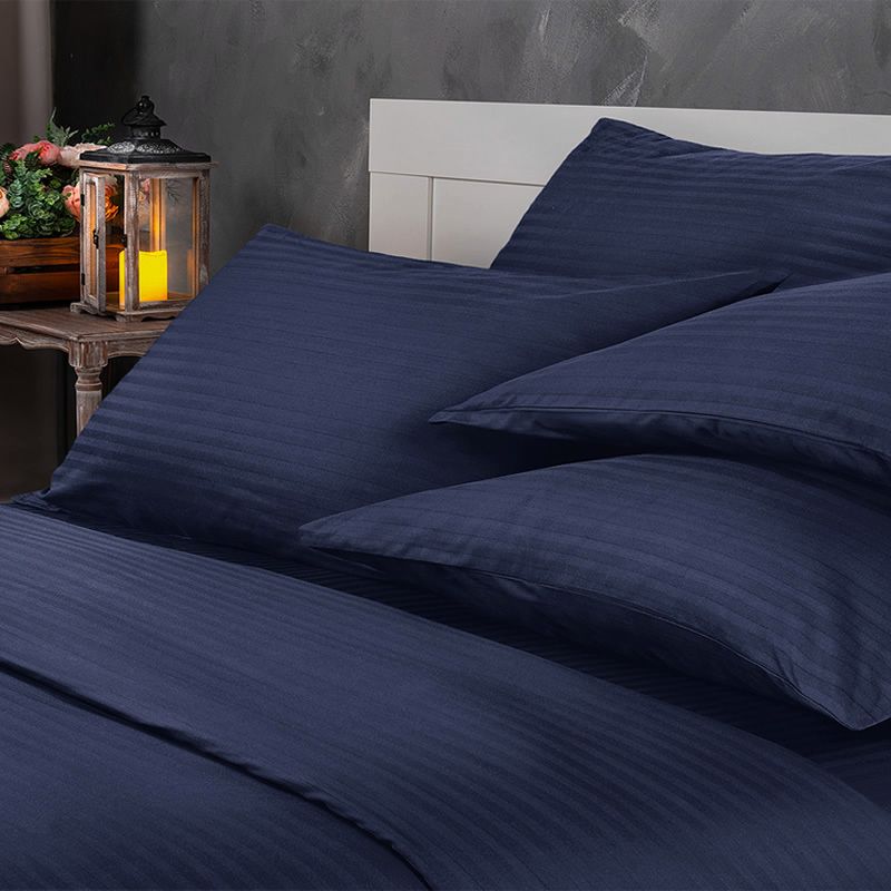 

Простыня Maktex из страйп-сатина на резинке 200x220x20 Индиго 1х1, Простыни из страйп-сатина на резинке 125