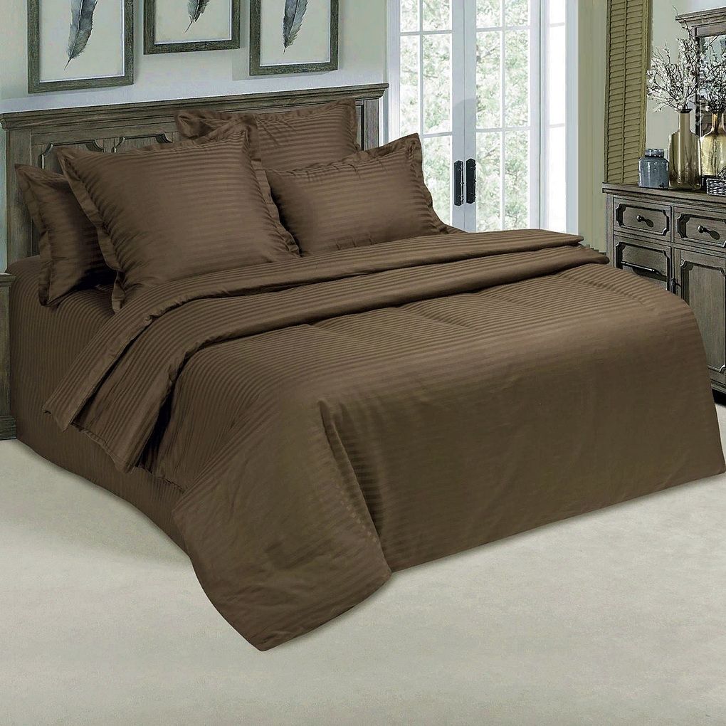 

Простыня Maktex из страйп-сатина на резинке 90x200x20 Шоколад 1х1, Простыни из страйп-сатина на резинке 125