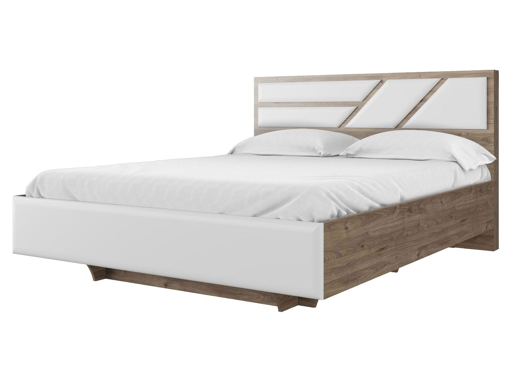 фото Двуспальная кровать лагуна 8 престиж гикори темный/белый матовый, 160х200 см св-мебель