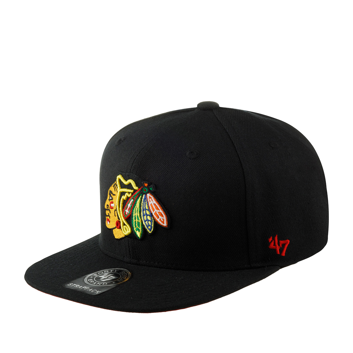 Бейсболка унисекс 47 BRAND H-TSHFT04WBL Chicago Blackhawks NHL черная, one size