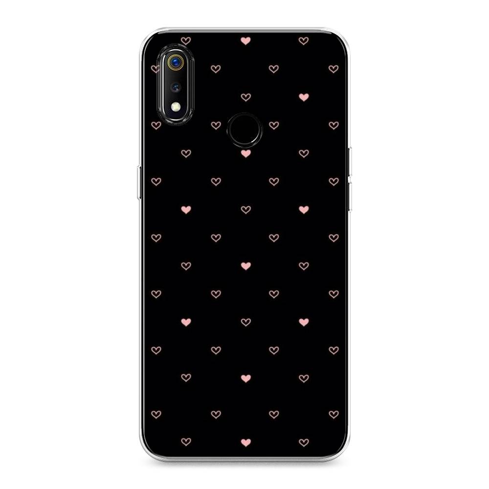 

Чехол Awog на Realme 3 "Черный фон и сердечки", Разноцветный, 251050-3