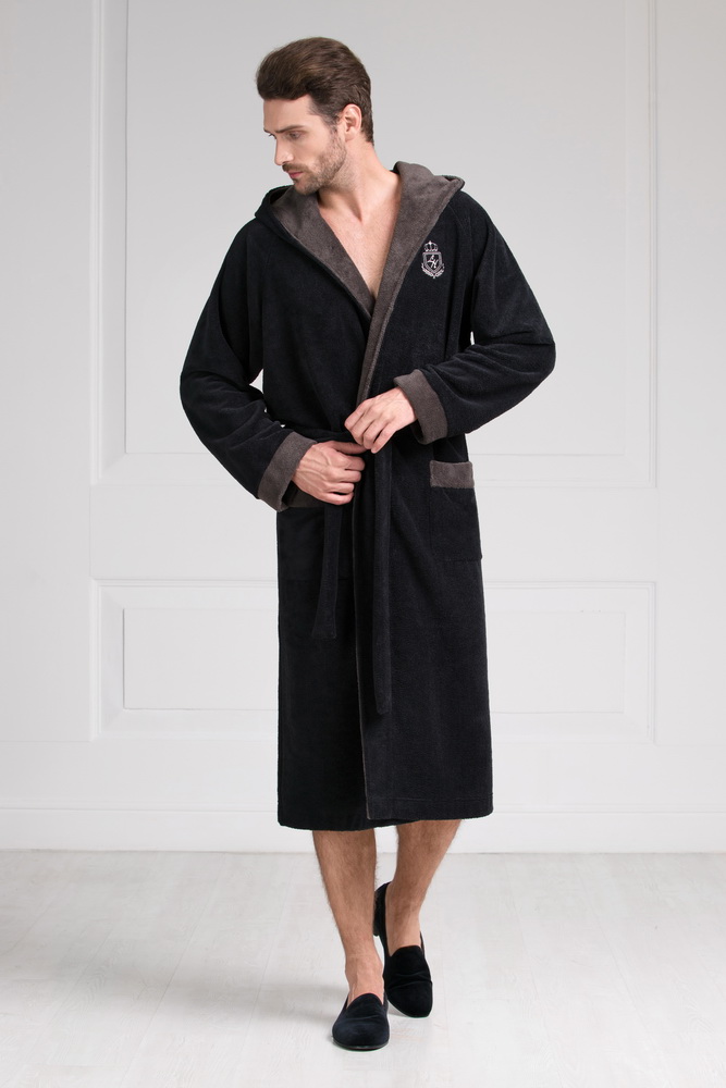 Домашний халат мужской Laete 11008-7 черный 2XL
