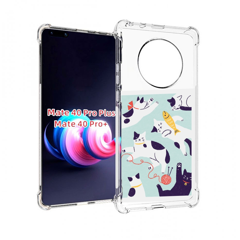 

Чехол MyPads коты-с-клубками для Huawei Mate 40 Pro+ Plus, Прозрачный, Tocco
