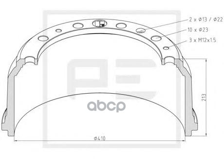016.404-00A Торм.Барабан Перед. 410X160/167 H=213 D=298/335 N10X23 Omn Mb