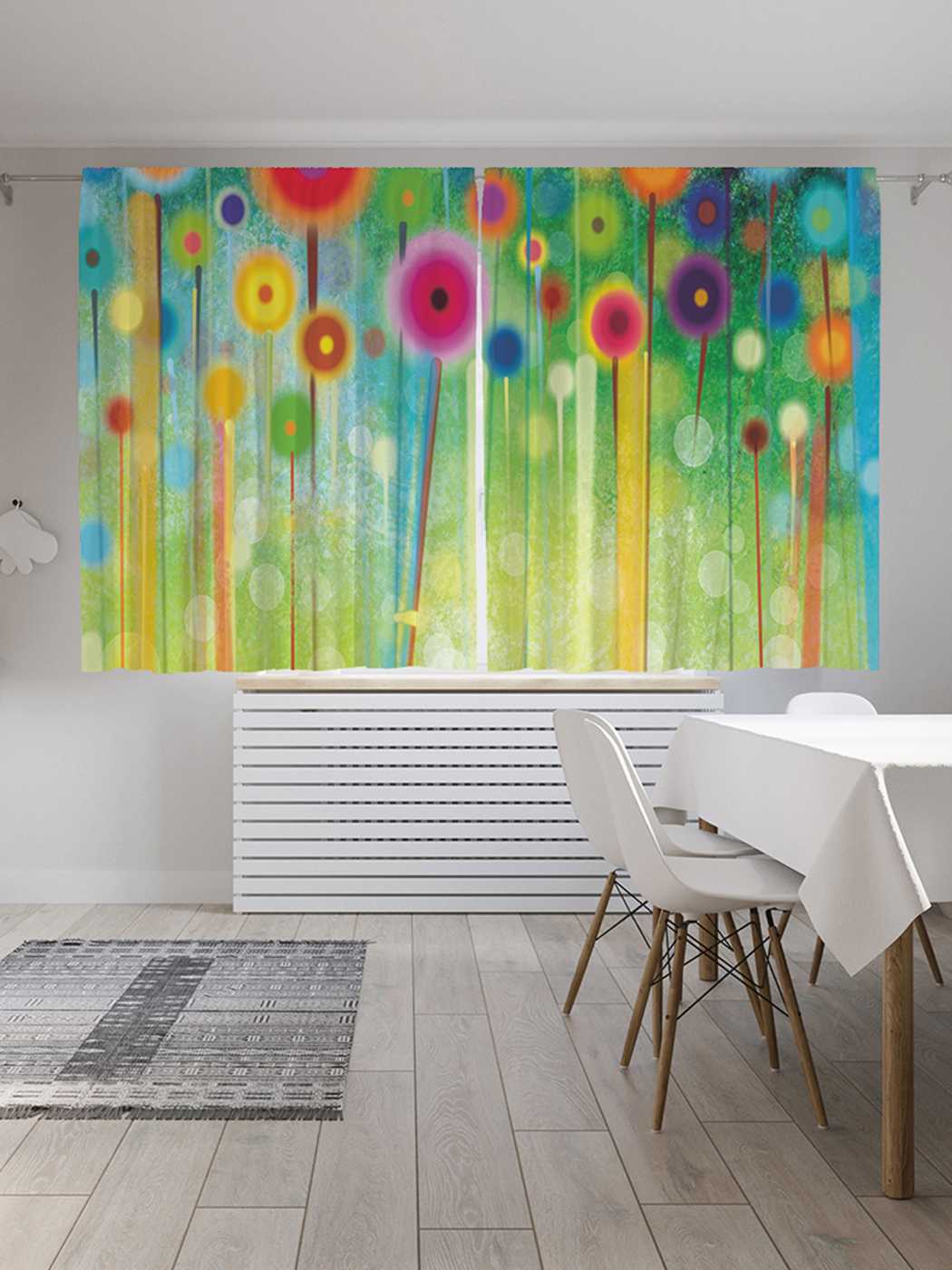 

Классические шторы JoyArty "Взлет красочных одуванчиков", Oxford DeLux, 2 полотна 145x180, Взлет красочных одуванчиков