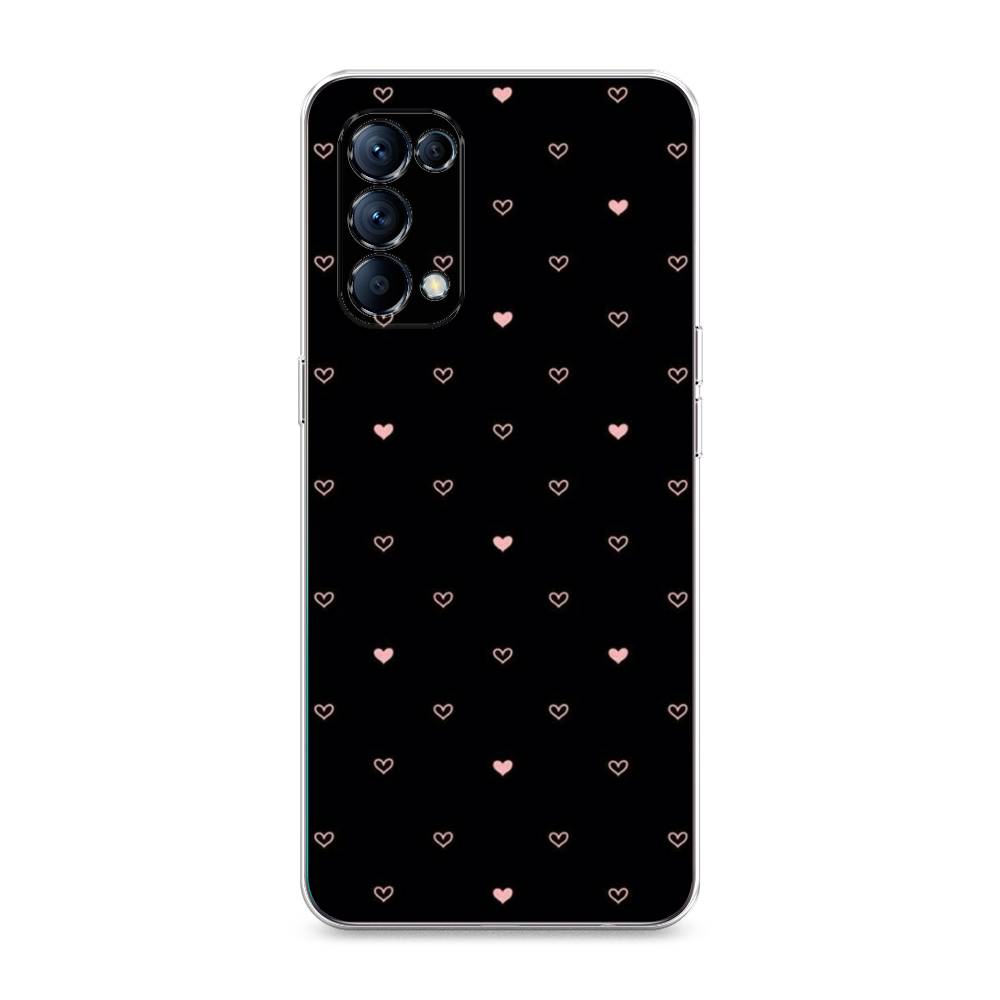 

Чехол Awog на Oppo Reno 5 "Черный фон и сердечки", Разноцветный, 255250-3