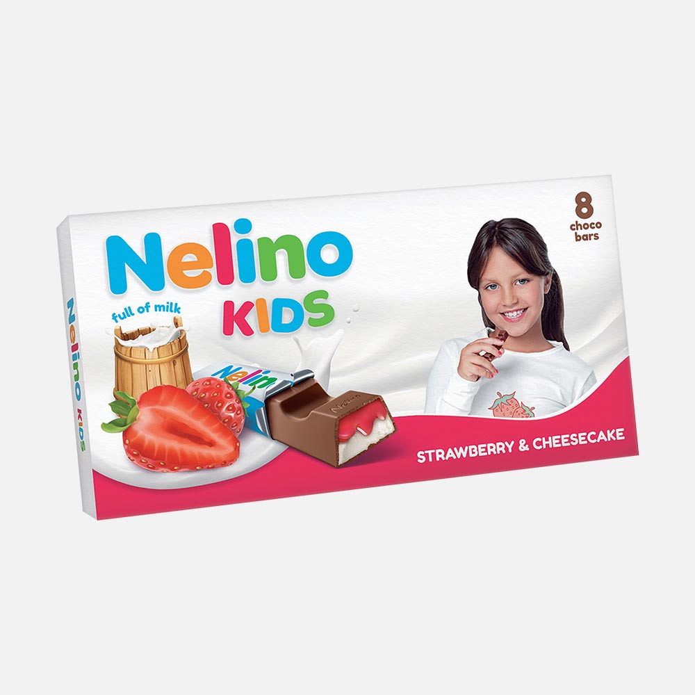 Шоколад Nelino Kids молочный, с клубнично-чизкейковым наполнителем, 100 г