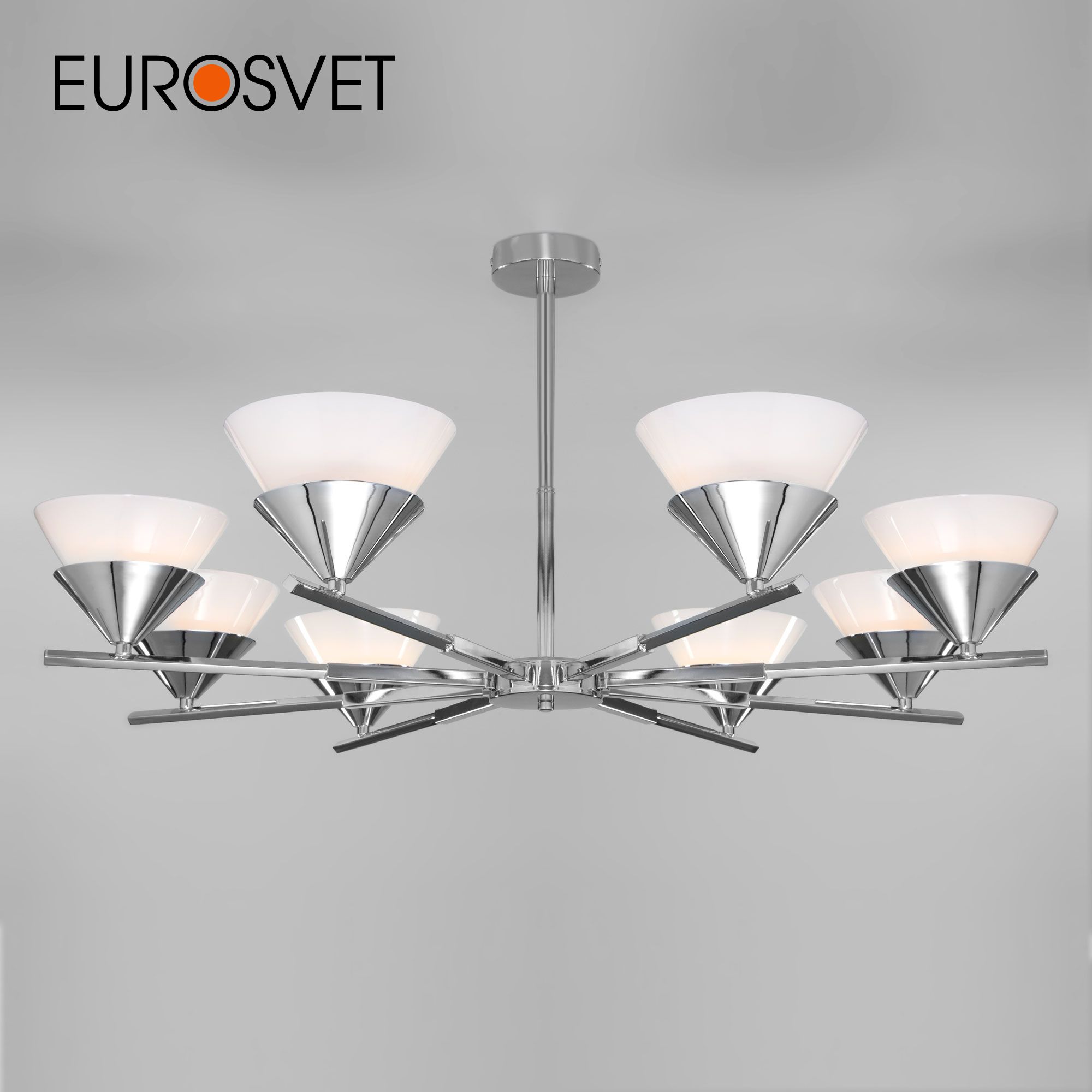 

Потолочная люстра на 8 стеклянных плафонов Eurosvet Rylee 70138/8 Е27 хром