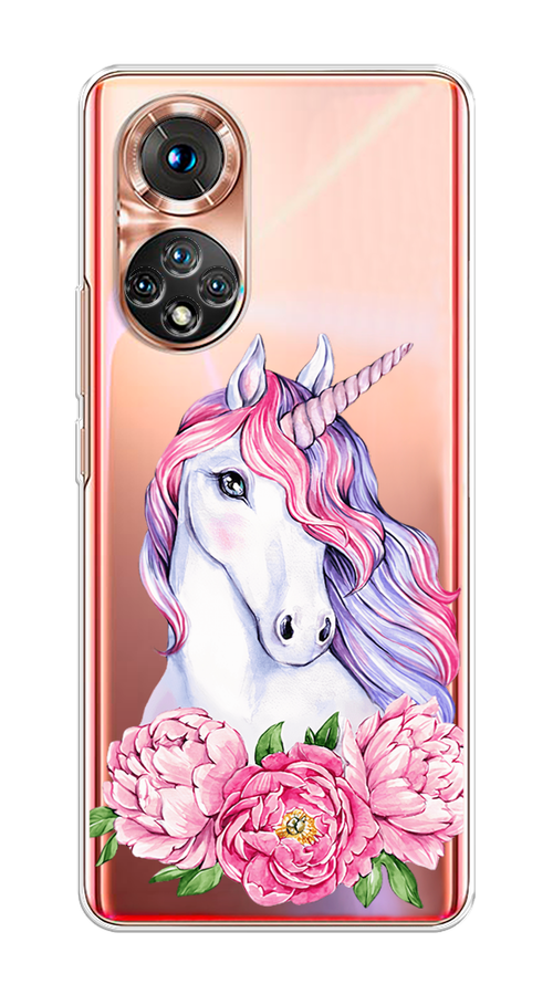 

Чехол на Huawei Honor 50/Nova 9 "Единорог с пионами", Розовый;белый;зеленый, 6105450-1