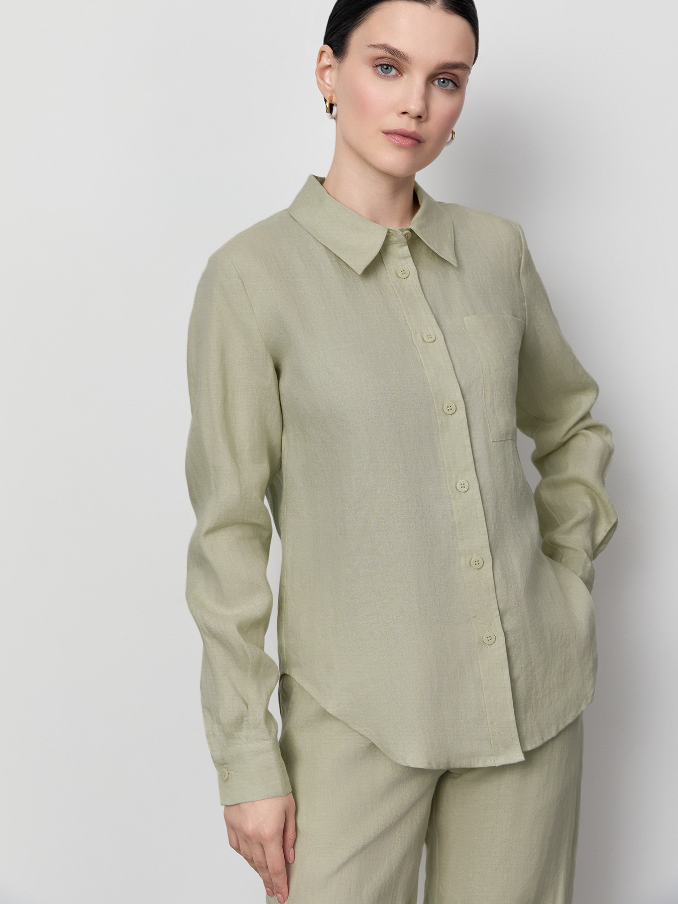 

Рубашка женская Just Clothes 000000512 зеленая 44 RU, Зеленый, 000000512