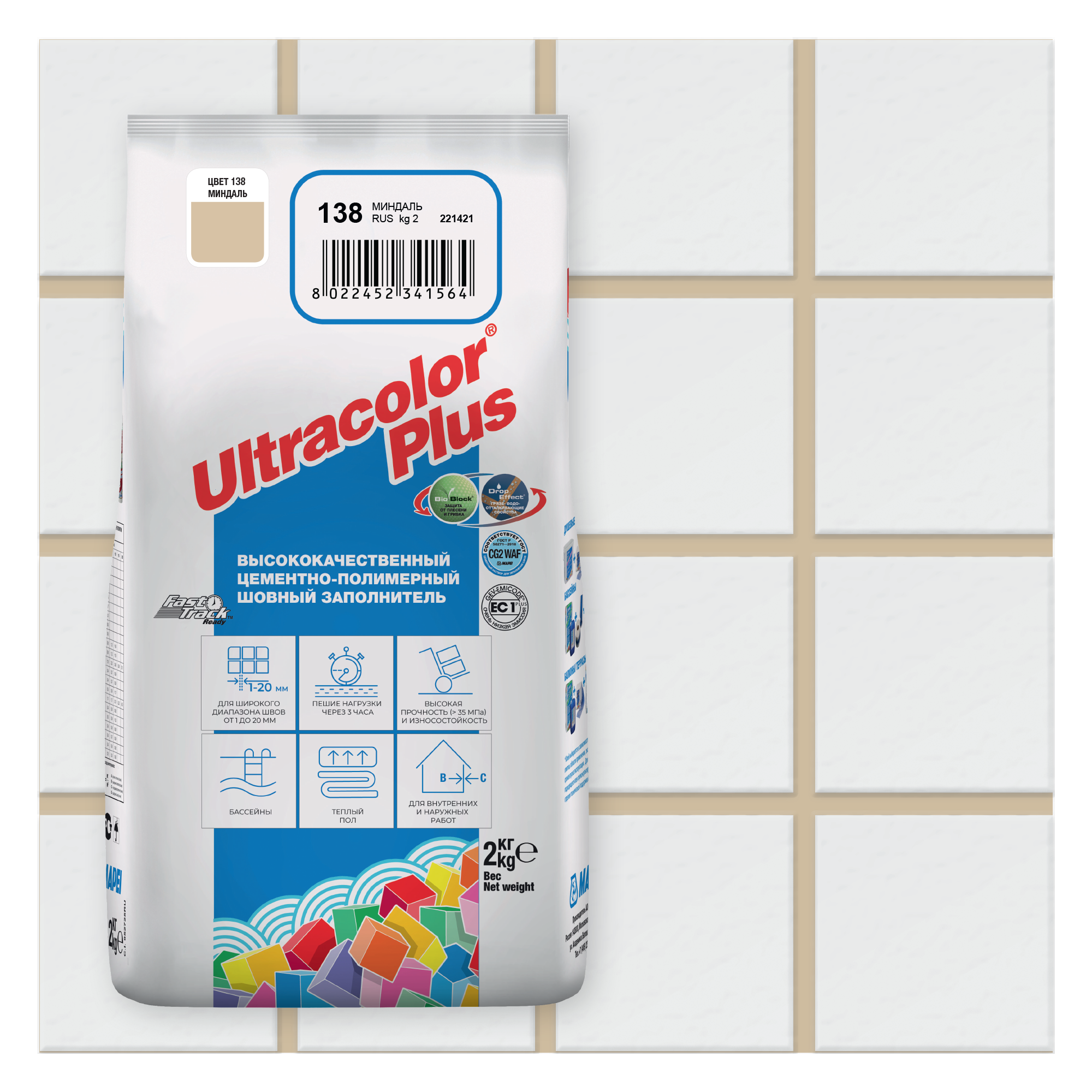 Цементная затирка ULTRACOLOR PLUS 138 Миндаль (2 кг)