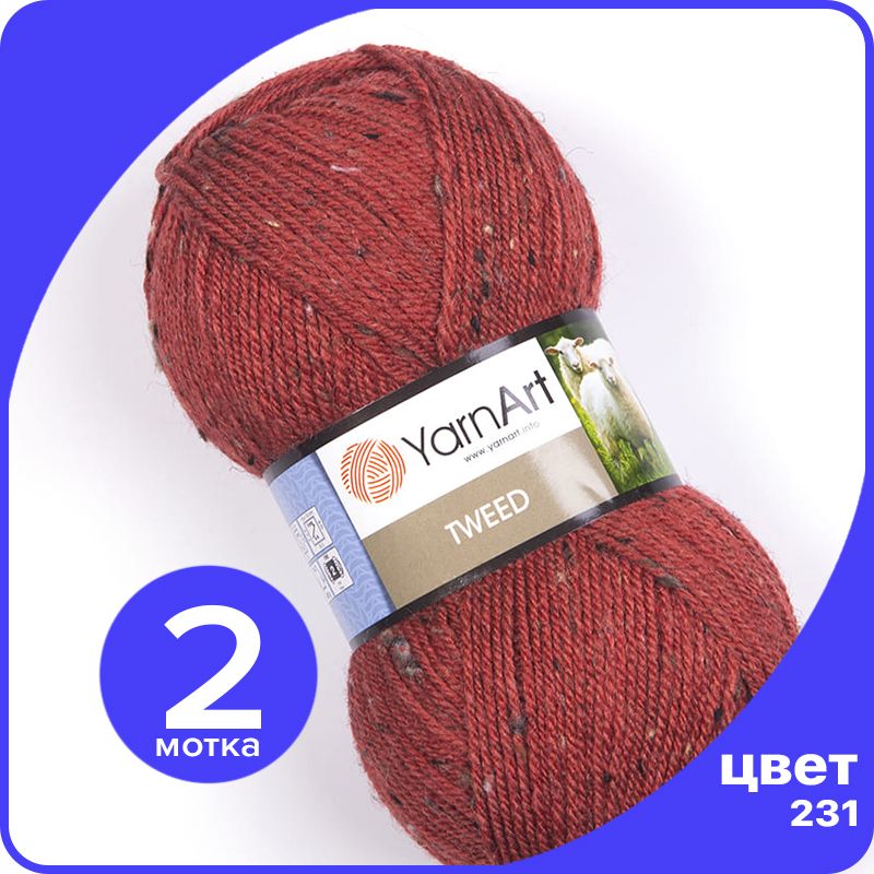 

Пряжа для вязания YarnArt Tweed (ЯрнАрт Твид) - 231 (Кирпичный) 100 гр / 300 м (30% шерсть, Красный, Tweed klubok.club