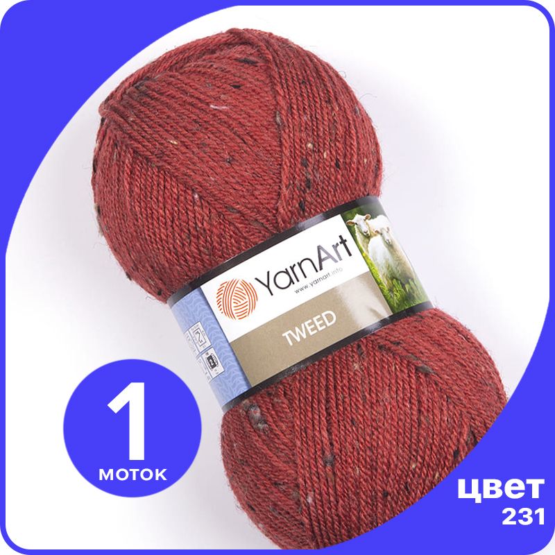 

Пряжа для вязания YarnArt Tweed (ЯрнАрт Твид) - 231 (Кирпичный) 100 гр / 300 м (30% шерсть, Красный, Tweed klubok.club
