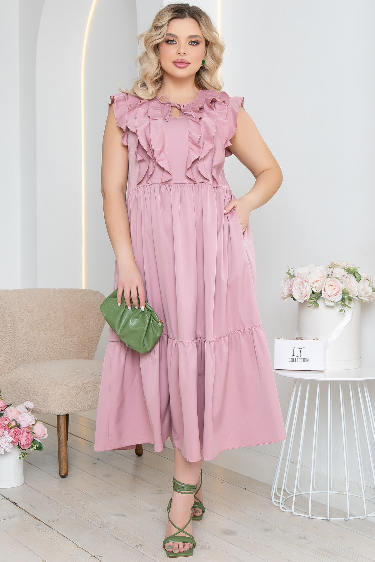 

Платье женское LT Collection Айза розовое 52 RU, Розовый, Айза