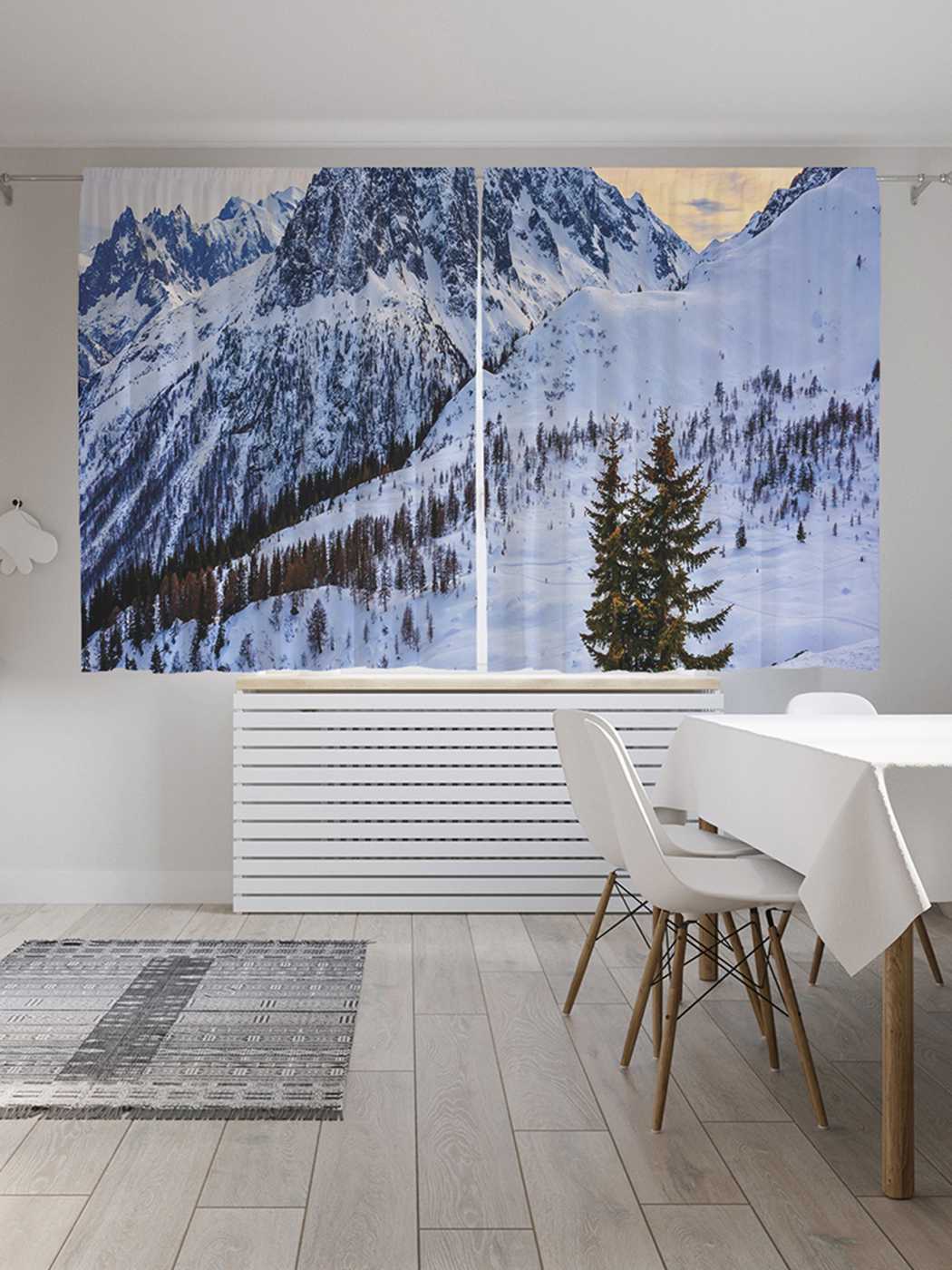 фото Классические шторы joyarty "горные склоны", серия oxford delux, 2 полотна 145x180 см