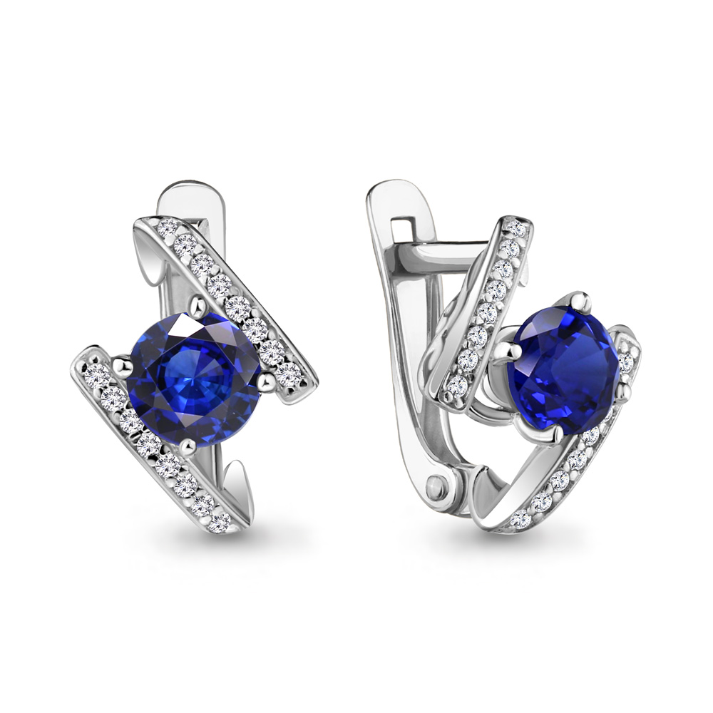 

Серьги из серебра с фианитом Aquamarine 42979Б_925_р, 42979Б_925_р