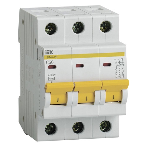 Выключатель автоматический IEK ВА47-29 (MVA20-3-050-C) 50A тип C 4.5kA 3П 400В 3мод белый розетка силовая 3р n 32а 400в белый schneider electric