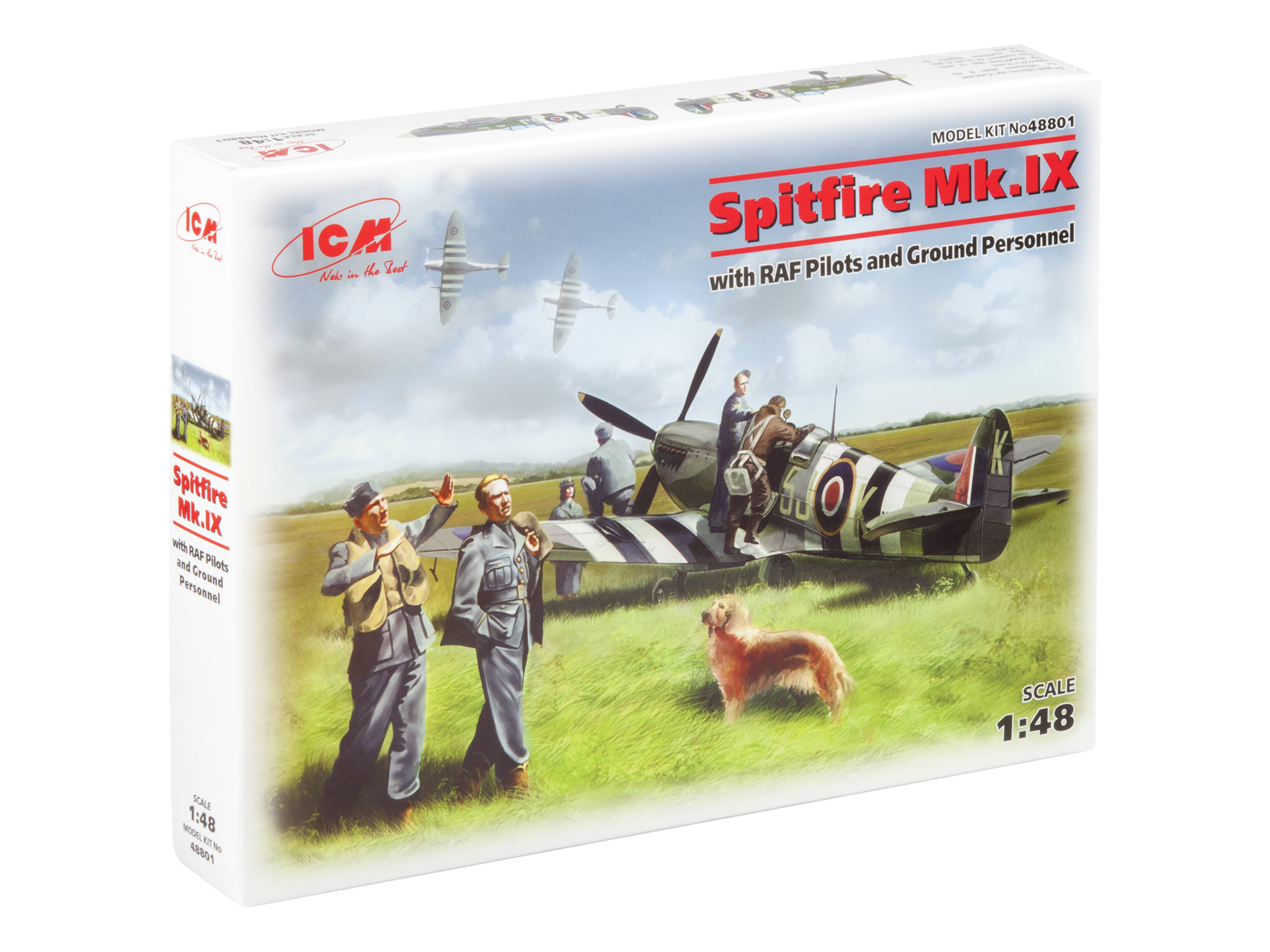 фото Сборная модель icm 1/48 spitfire mk.ix с пилотами и техниками ввс великобритании 48801