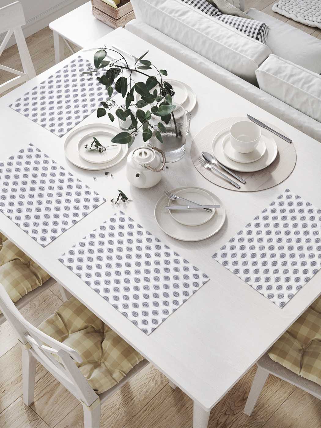 

Салфетки сервировочные JoyArty "Соцветия в ромбах" (32х46 см, 4 шт.), Белый