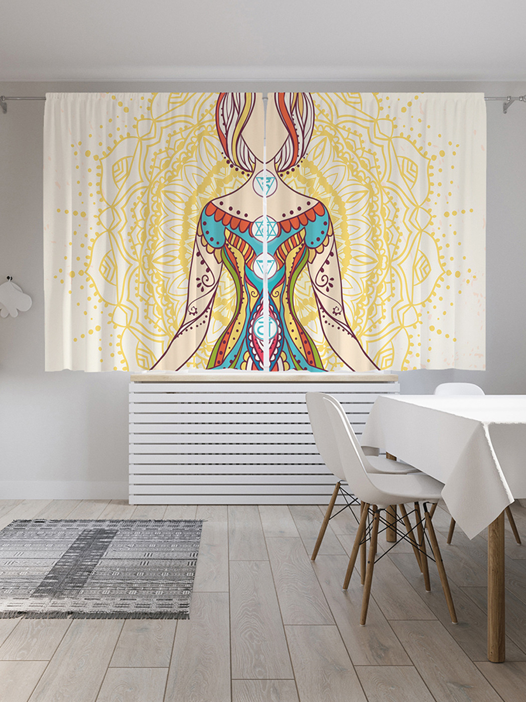 

Шторы с фотопечатью JoyArty "Йогиня" из сатена, 290х180 см