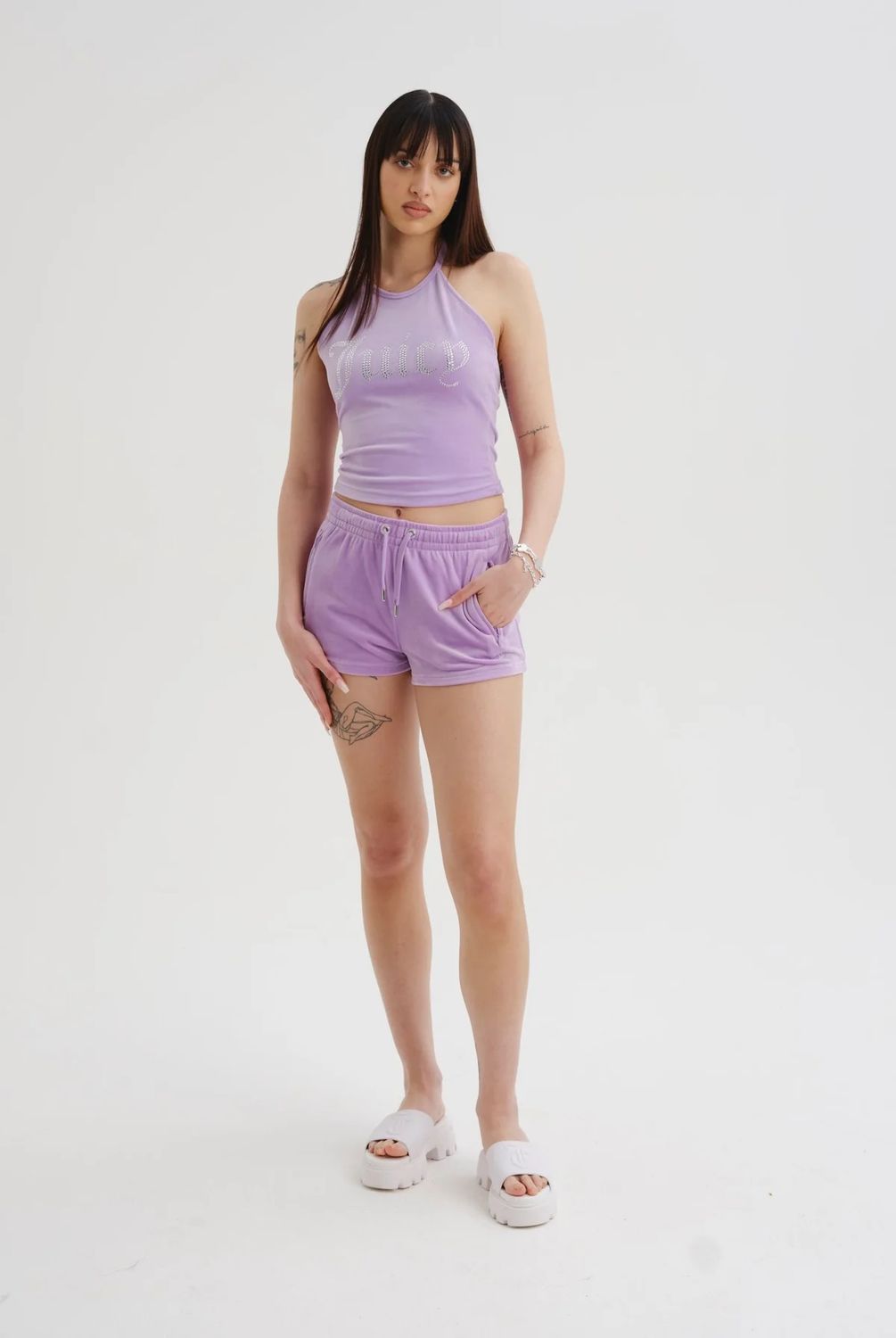 Трикотажные шорты женские Juicy Couture JCWH121001 фиолетовые 44 RU