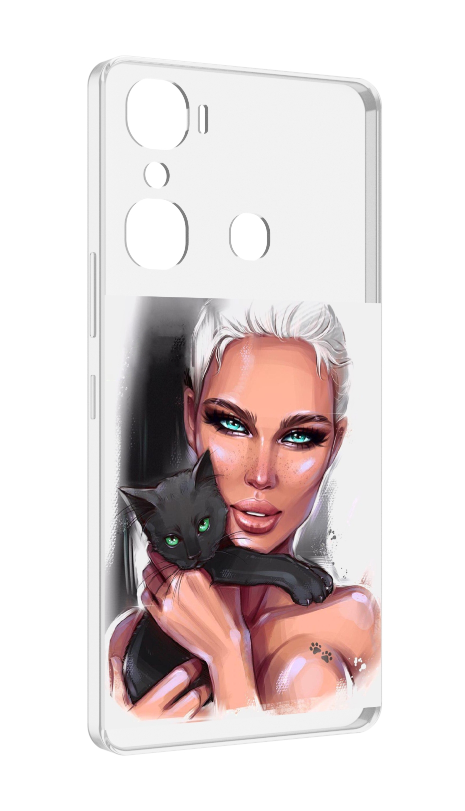 

Чехол MyPads девушка-с-черным-котиком женский для Infinix Hot 12 Pro, Прозрачный, Tocco