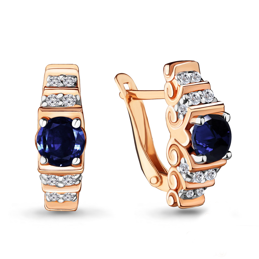 

Серьги из серебра с фианитом/сапфиром искуственным Aquamarine 42973Б_925_з, 42973Б_925_з