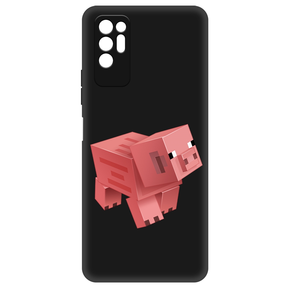 Чехол-накладка Krutoff Soft Case Minecraft-Свинка для TECNO Pova 2 черный