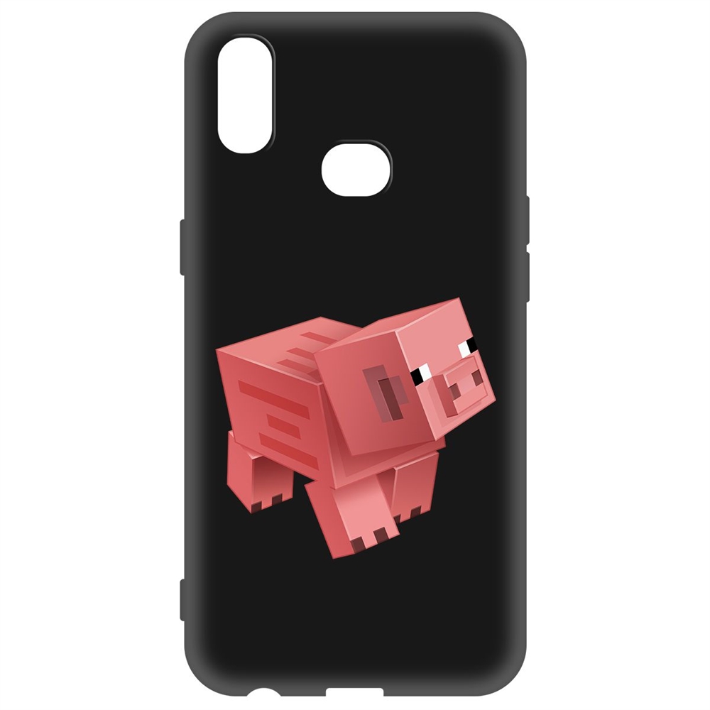 Чехол-накладка Krutoff Soft Case Minecraft-Свинка для Samsung Galaxy A10s (A107) черный