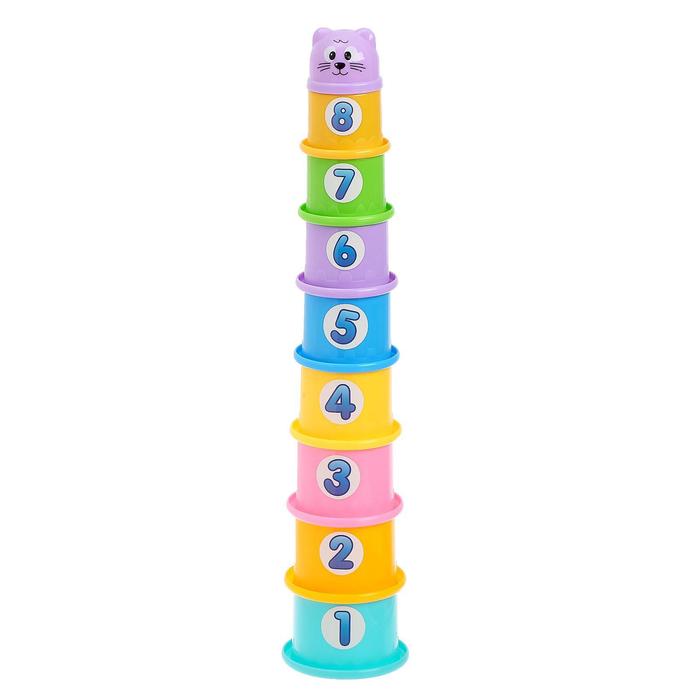 фото Развивающая игрушка «пирамидка-стаканчики: милота», 9 предметов забияка