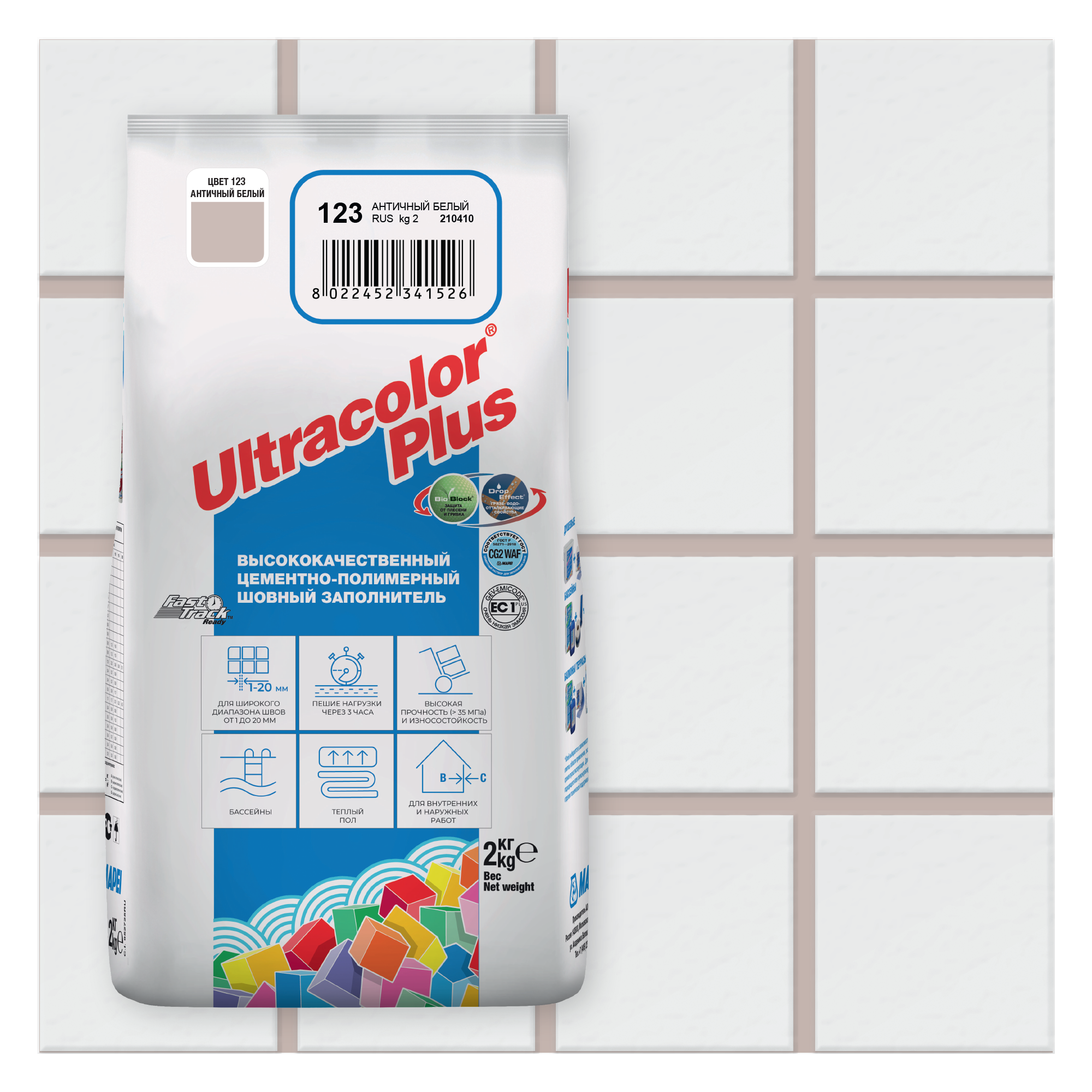 Цементная затирка ULTRACOLOR PLUS 123 Античный белый (2 кг) цементная затирка ultracolor plus 125 серый замок 2 кг