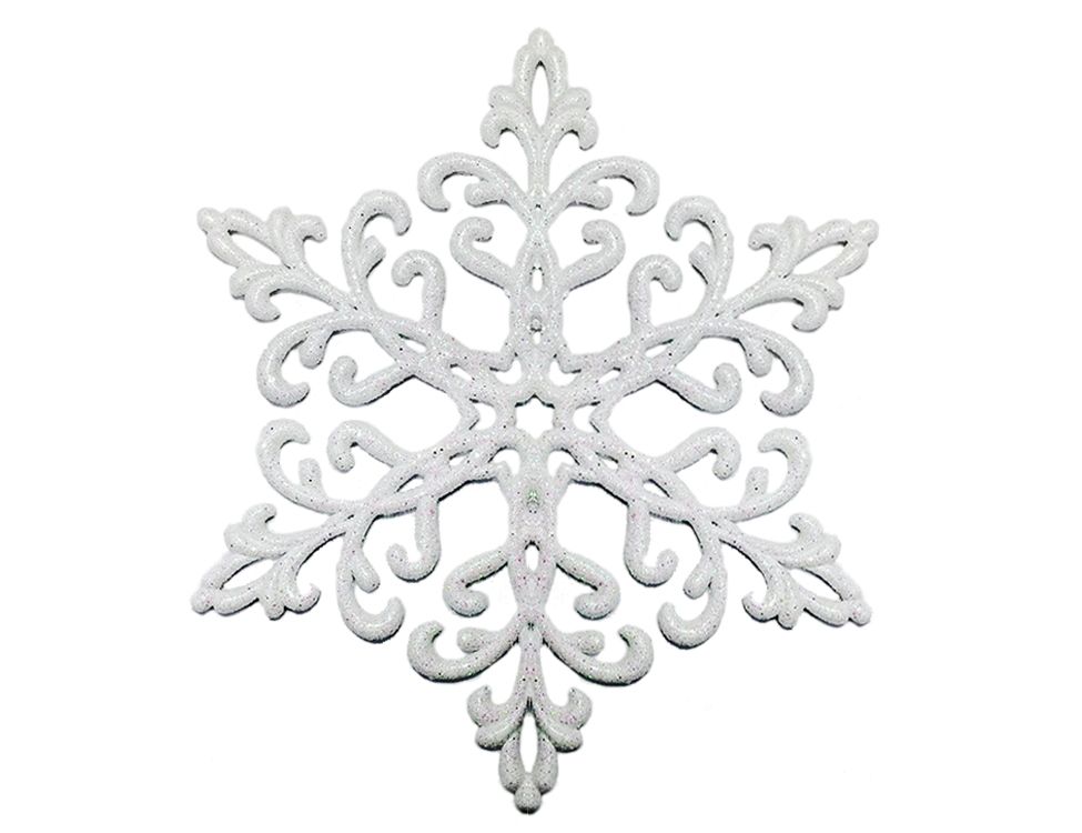 фото Набор снежинок кристалл, эконом, глиттер, белые, 12 см, (в упаковке 8 шт.), морозко
