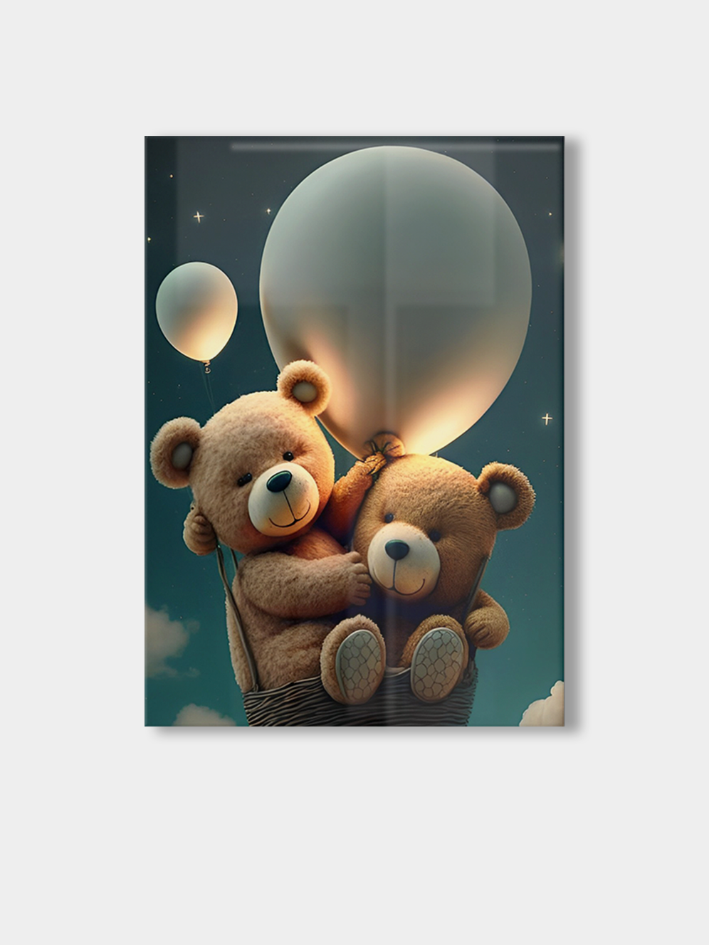 Картина на стекле Moretti постер с дополненной реальностью мишки, 37 см х 26,7 см