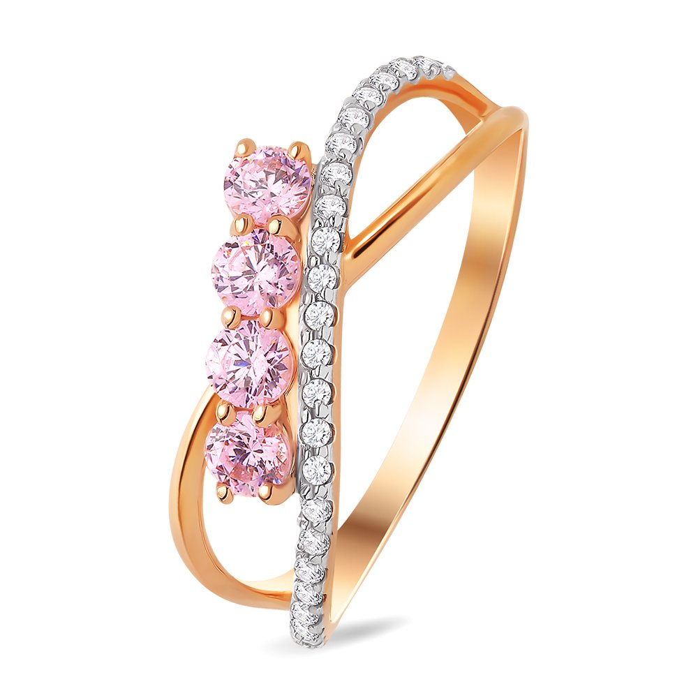 

Кольцо женское из красного золота с кристаллами cваровски 585Gold 301009681, р, 301009681