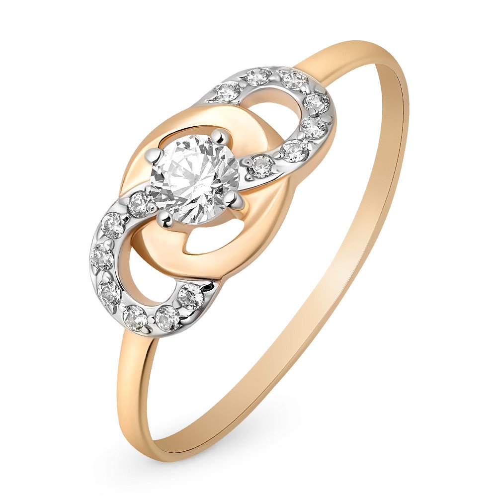 

Кольцо женское из красного золота с кристаллами cваровски 585Gold 301009676, р. 16, 301009676