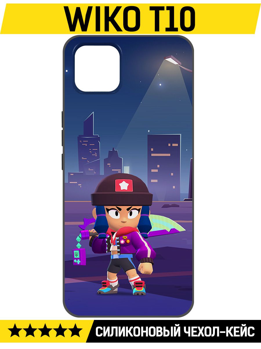 

Чехол-накладка Софт Brawl Stars - Героиня Биби для Wiko T10, Черный