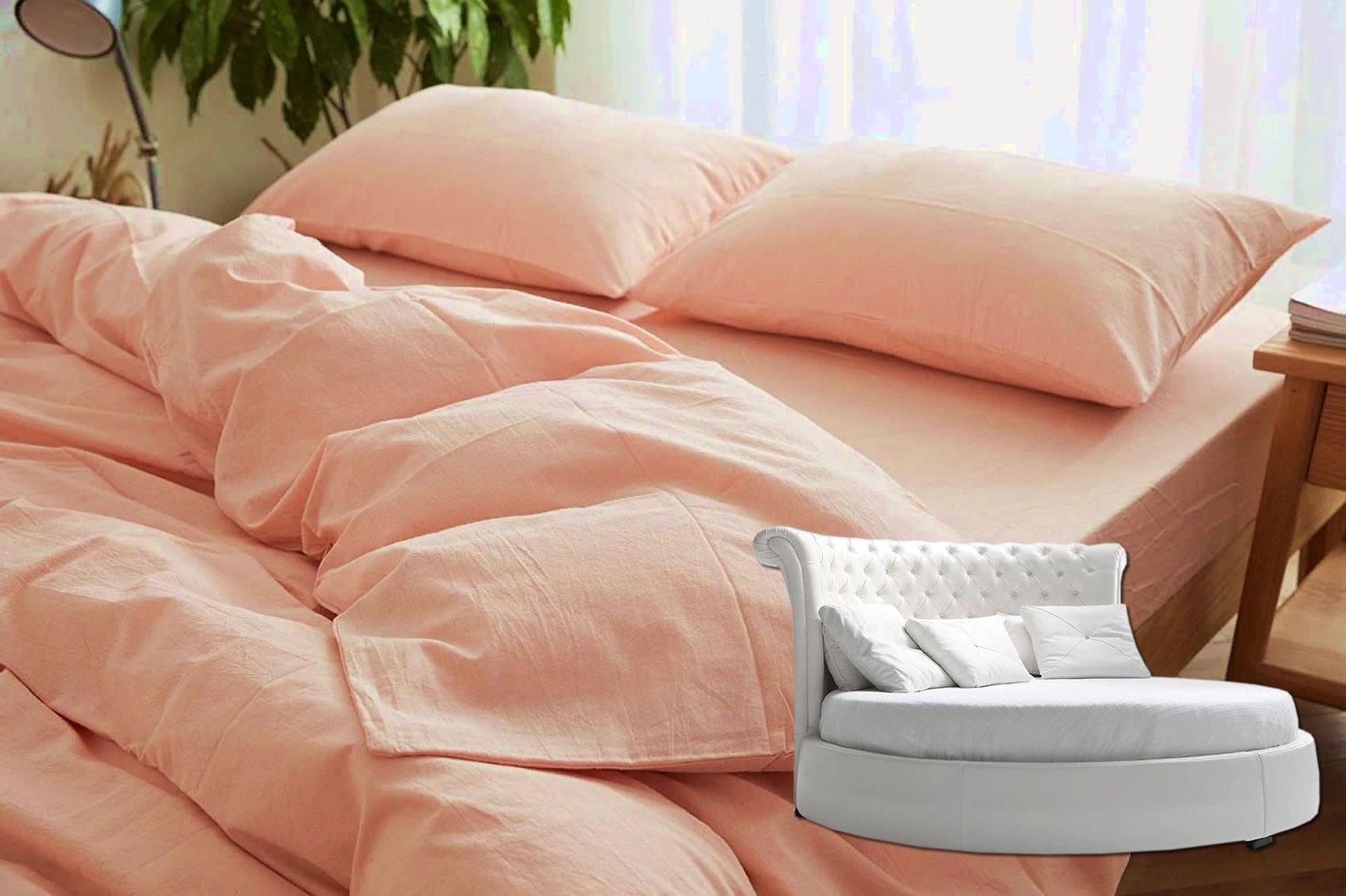 

Простыня Maktex круглая из варёного хлопка на резинке 220x220x20 647 Персик, Простыни из варёного хлопка на резинке