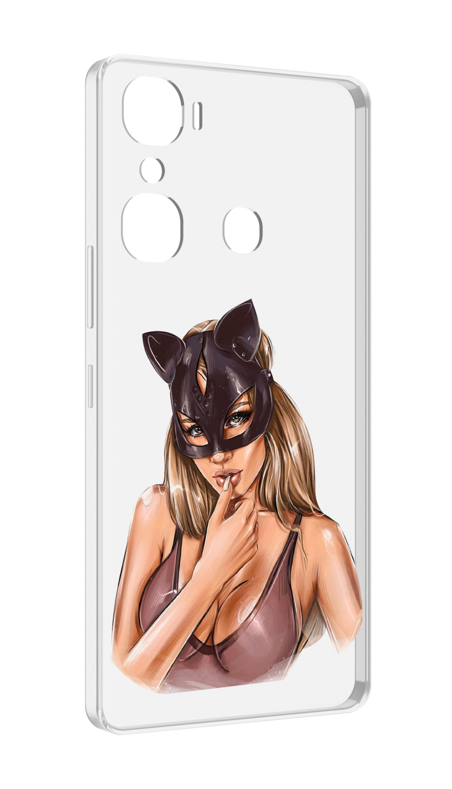 Чехол MyPads девушка-в-купальнике-с-маской-кошки женский для Infinix Hot 12 Pro