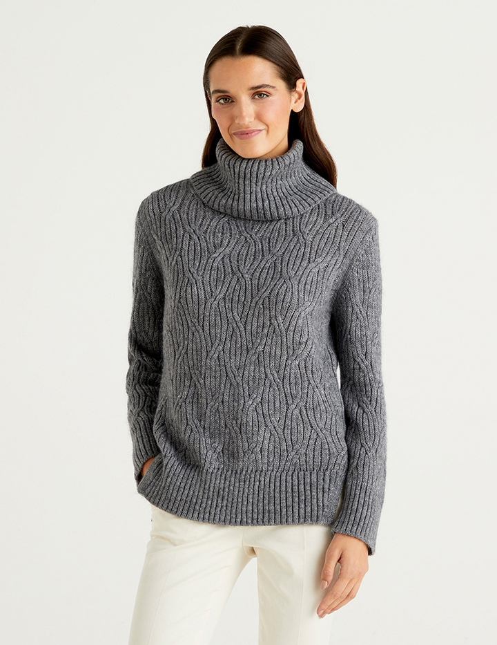 

Свитер женский United Colors of Benetton 21A_117VD2566 серый L, 21A_117VD2566