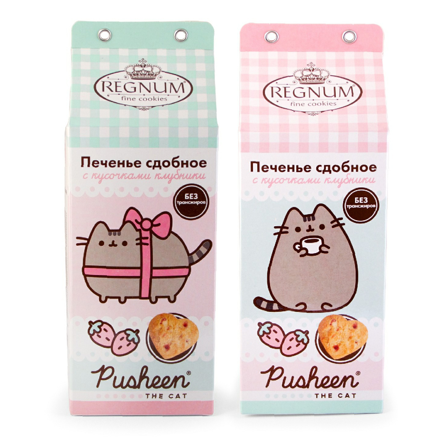 Печенье Regnum Pusheen сдобное с кусочками клубники 150 г