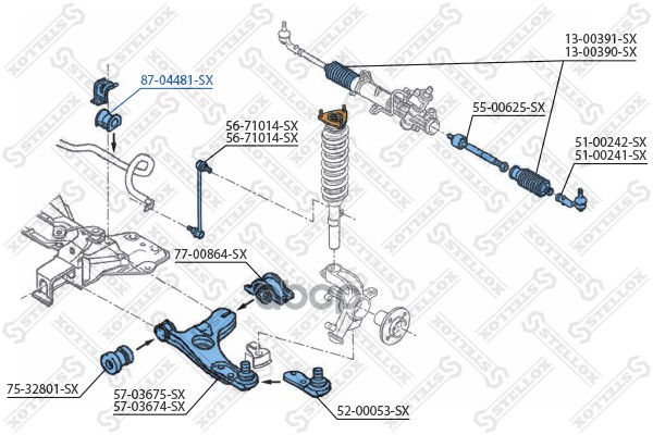 

втулка стабилизатора Stellox 8704481SX