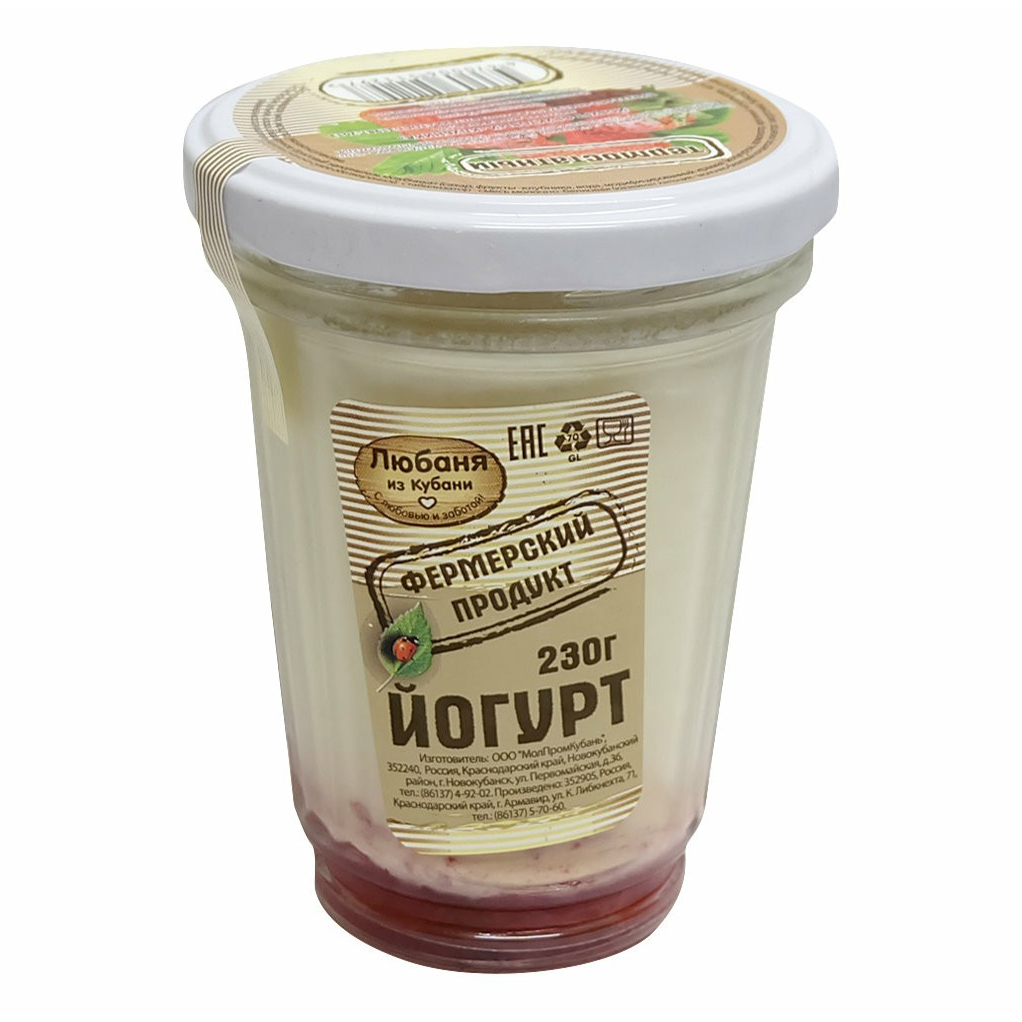 

Йогурт Любаня из Кубани Клубника 1,5% БЗМЖ 230 г