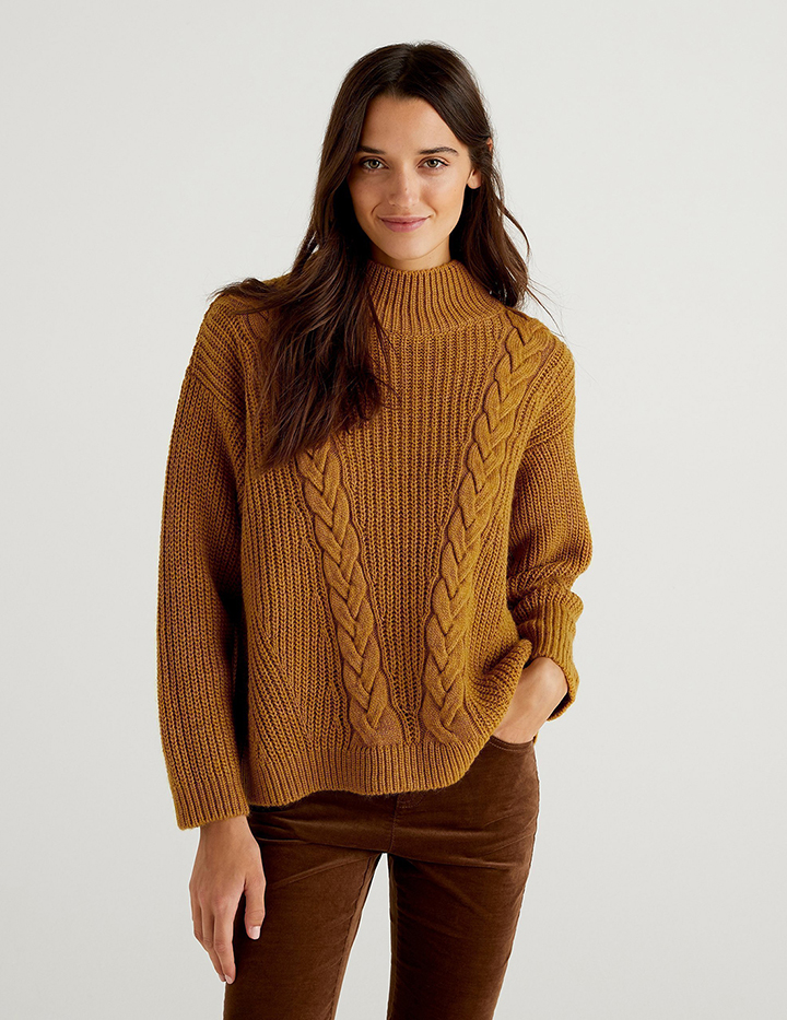 фото Свитер женский united colors of benetton 21a_108yd2562 коричневый s